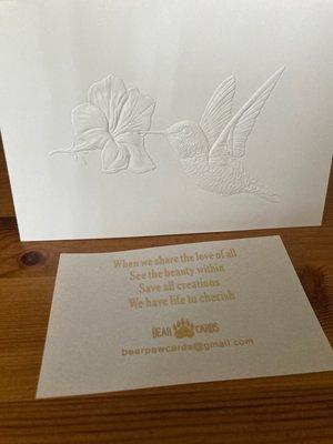 Embossed cards with unique words from Barry