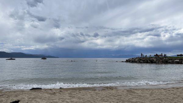 Across Lake Tahoe on a cloudy day