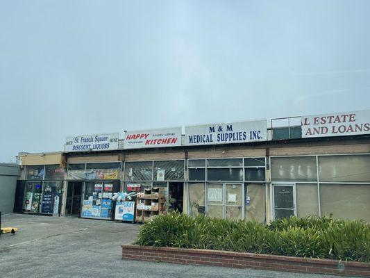 Formerly M&M Medical Supply Inc at St Francis Square, next door to the Liquor Store & Happy Kitchen