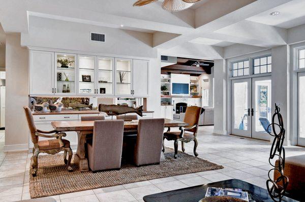 Dining Area in a Waterfront Home on Anna Maria Island. Professionally Staged by Doshia Wagner of NonStop Staging.