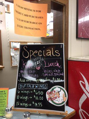 Specials (9/5/17)... & note the orange sign above