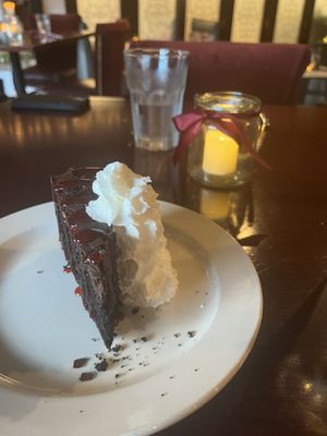 Chocolate cake with raspberry sauce