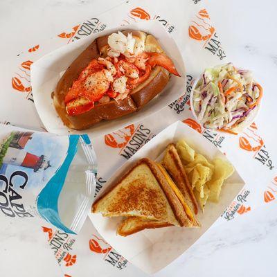 Lobster rolls with our traditional sides and a grilled cheese