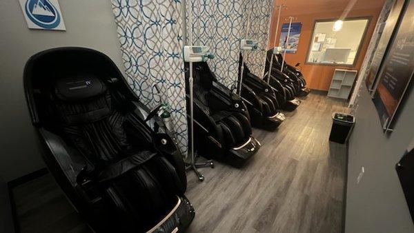 Relax in one our our state of the art VIP massage chairs during your treatment!