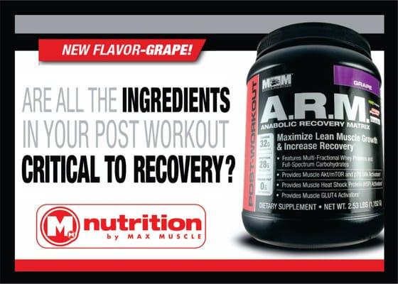 Max ARM by Max Muscle Nutrition provides nutrients to support maximum muscle mass activation, restore fluids and electrolytes.