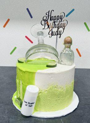 Margarita themed cake. Key Lime cake with key lime cream cheese frosting.