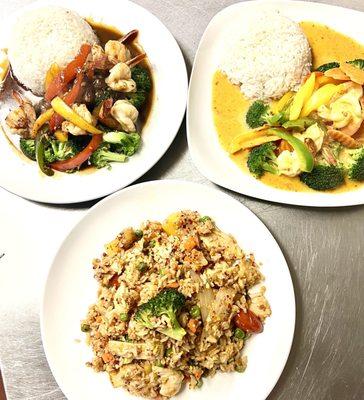 Spicy chicken, Penang curry  and spicy fried rice!