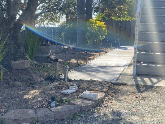 Sidewalk and pad after pour