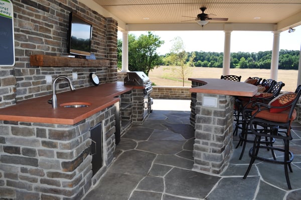 Outdoor kitchen within pool pavilion Frederick MD