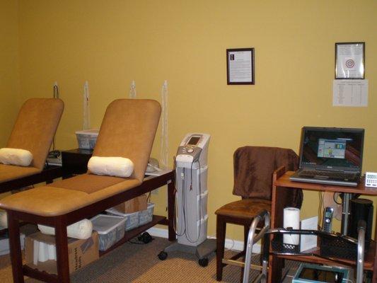 We have a variety of therapies including electrotherapy (electrical stimulation)...