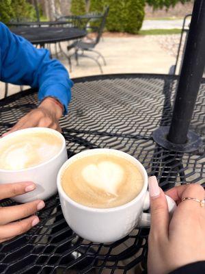 Hazelnut Cappuccino (Left) Vanilla Latte (Right)