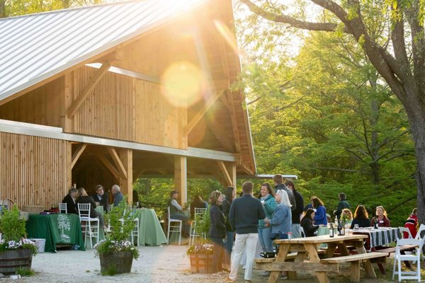 New timber-frame barn at Land's Sake Farm