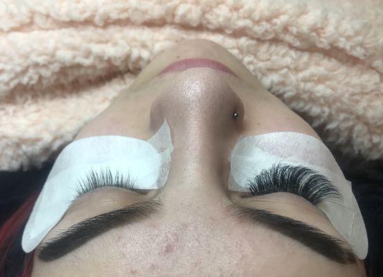 Before and after lash extensions