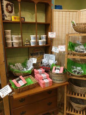 Interior of marshmallow factory shop