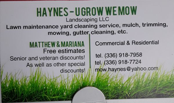 Haynes U Grow We  Mow  Landscaping Services