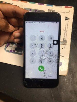 iPhone 7 Plus Screen which was broken bad and needed screen Repair, before the start of the iPhone Screen Repair