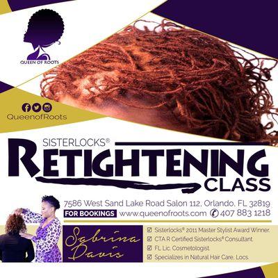 Would you like freedom? Learn how to retighten your own Sisterlocks TM.