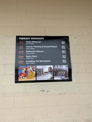 Workshops advertised out front and at the registers