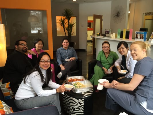 Dr Li at lunch break with her PoshOrtho team. Bon appetit :)