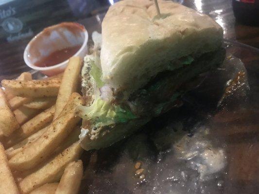 Ribeye Steak Hoagie and fries