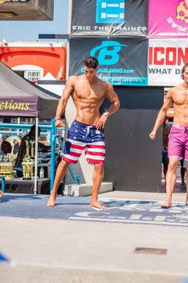 Winning 1st place at Muscle Beach. Category was Men's Physique.