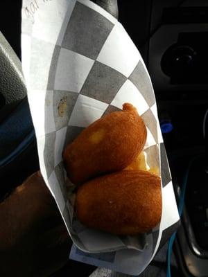 Hand breaded all beef mini corn dogs are delish