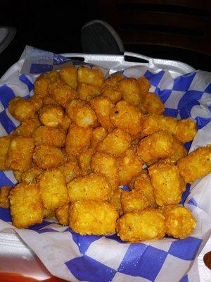 Freshly fried tots from food truck out back. Huge portion for $2