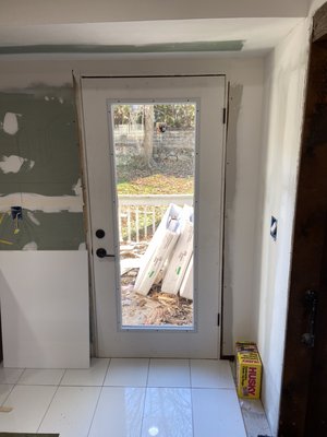 Exterior door for kitchen area