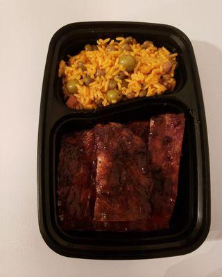 Spanish rice and Bbq ribs ( pork)