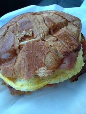 Ham, egg and cheese croissant.