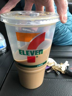 Large French vanilla iced coffee $.79. I had my Yeti in my truck filled with ice, poured half into that so it was ice cold.