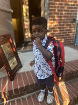 My son on 1st day of school walking in (the entrance is at the back).