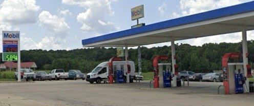 view of gas station from East Main Street (U.S. Highway 63)