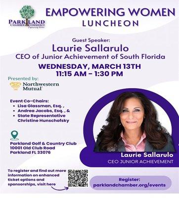 Come join the Empowering Women Luncheon on March 13 Event C0-Chair Lisa Glassman, Esq.