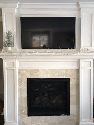 Tv wall mount installation over fireplace