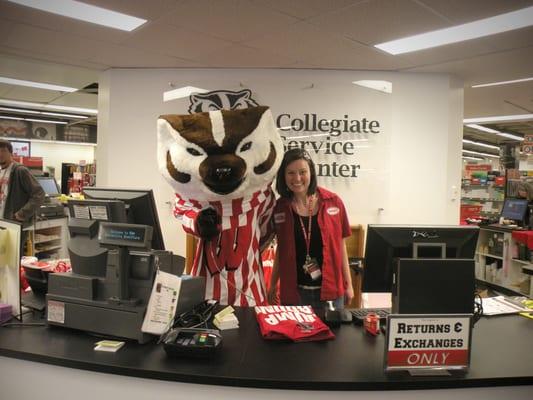 Bucky came to visit at our Collegiate Service Counter!