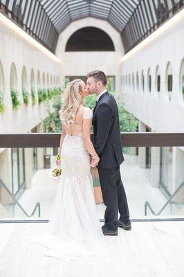 Such a sweet moment shared by this adorable bride and groom.