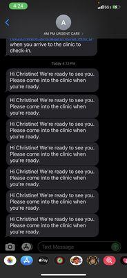 Received over 10 text messages after I complained and they confirmed that they canceled my appointment.