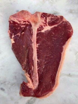 T-Bone steak from one of our 100% grassfed, grass finished cattle