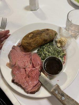 Prime rib , cold potato and flavorless