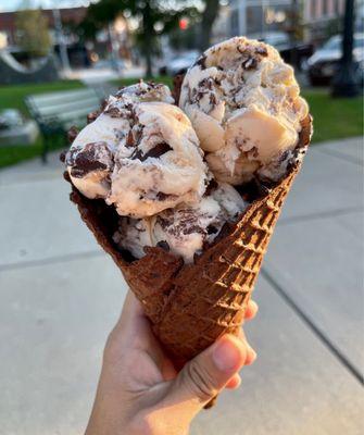 S'more with chocolate waffle cone