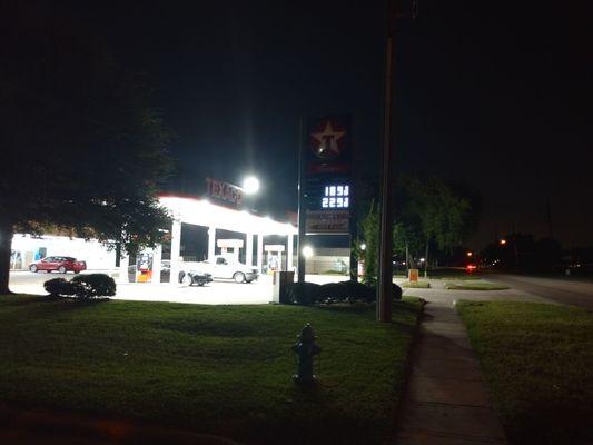 Gas station next door from my front lawn