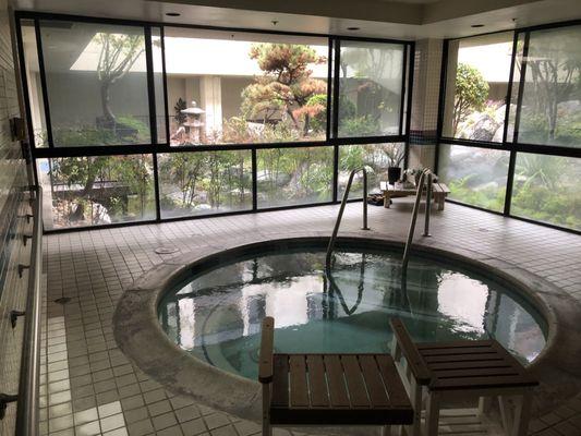 Health Spa hot tub view of courtyard garden.