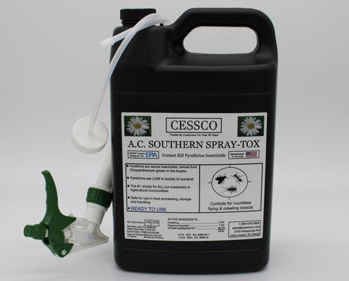 1 Gallon Jug of Cessco A.C. Southern Spray-Tox Insecticide. Optional Sprayer Attachment Available!