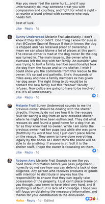 Some of the comments which were deleted from the rescue site after they promised they wouldn't