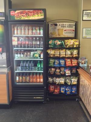 Chips and Bottled Drinks Options.