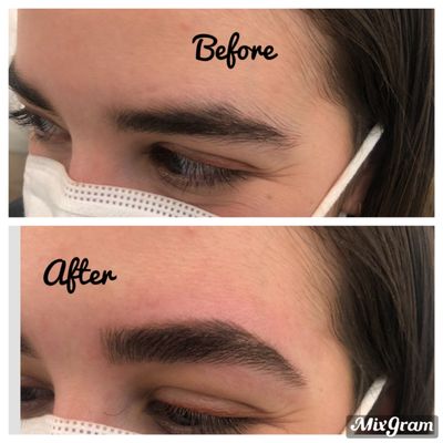 Before and after brow shaping