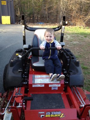 Max on my Farris he loves this mower too.