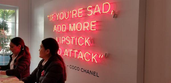 White Room: Coco's Famous Lipstick Quote - lipstick makes you feel empower - brings out your inner, confident Girl Boss vibes!