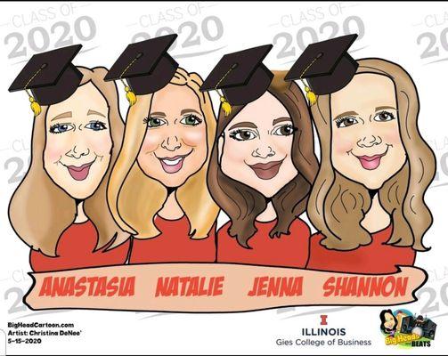 Congrats Class of 2020! Contact us now to set up your Virtual Caricature Art Party Experiences or create a Big Head Cartoon from a pic!